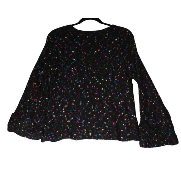 Maeve Anthropologie Sweater Womens XS Black Confetti Chunky Bell Sleeve Oversize - Picture 7 of 13